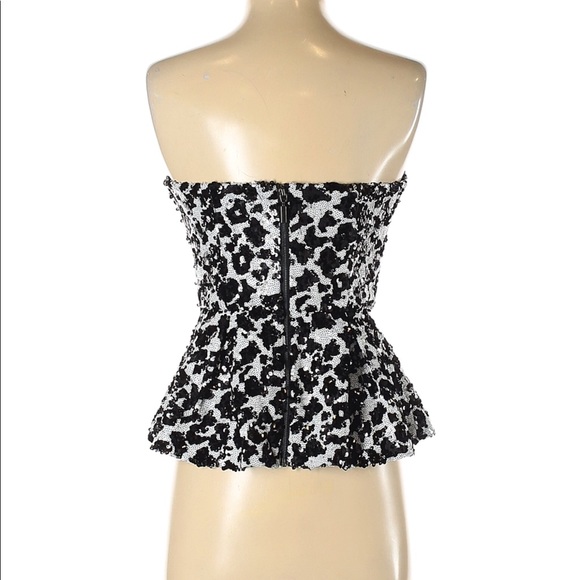 Guess Sequin Strapless Peplum Top - Picture 8 of 9